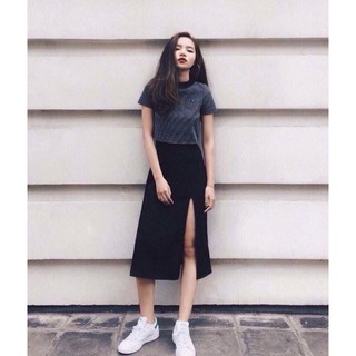 Chân váy midi xẻ vạt dáng dài