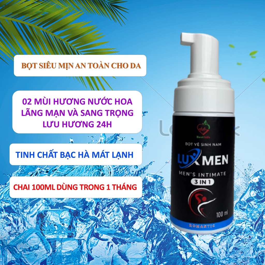 Bọt vệ sinh nam 3 trong 1 Best Life Lux Men dung dịch vệ sinh nam giới hương nước hoa và bạc hà chai 100ml