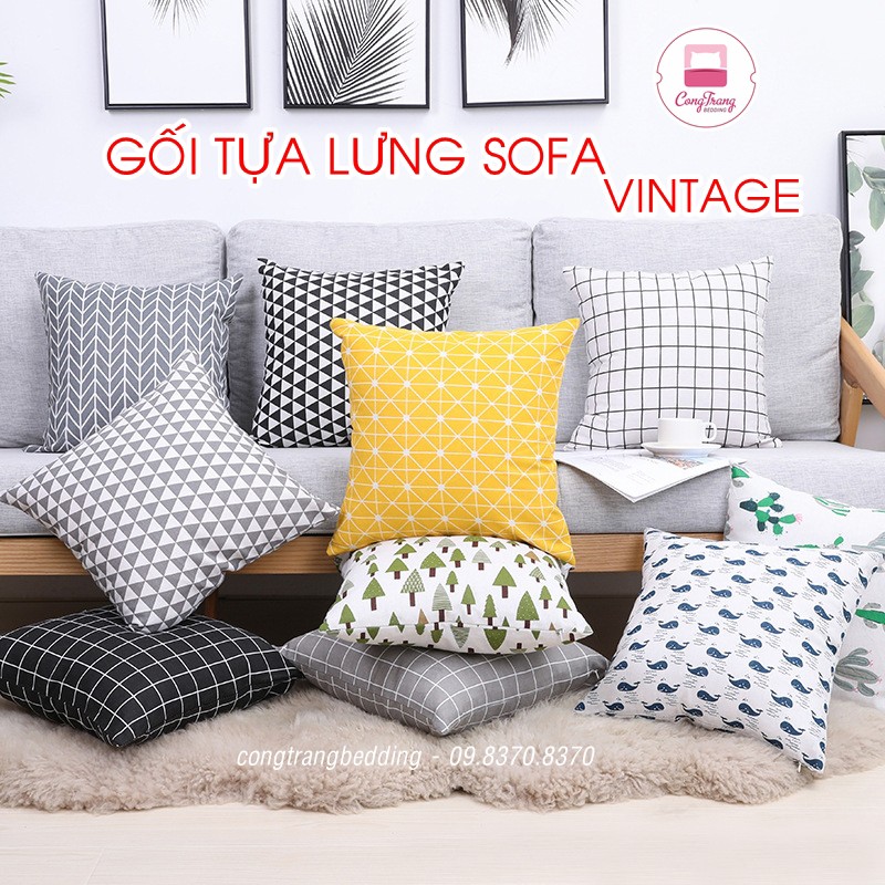 Gối Tựa Lưng Văn Phòng, trang trí decor - vỏ gối tựa lưng sofa đẹp 45cm x 45cm - Chất Liệu Vải Gai Siêu Đẹp