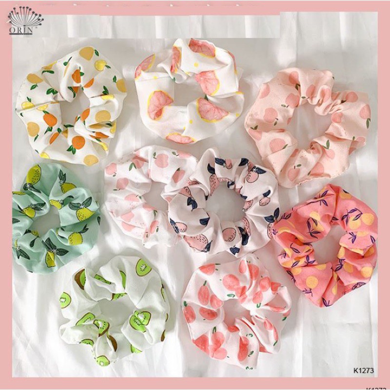 Cột Tóc Lalila Vải Scrunchies Hoa Quả Dễ Thương DC07