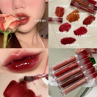 Oulesong Gương thủy tinh trong suốt 6 màu nước bóng môi dầu chống thấm nước không đánh dấu son môi lỏng lâu trôi