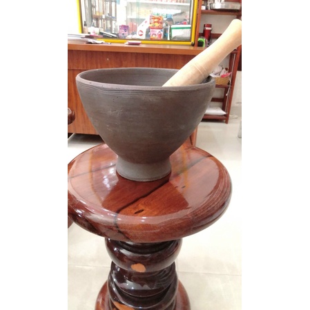 Cối Chày nung đất giã Somtum Thái cỡ đại 24- 27cm-Đâm sụm Thái