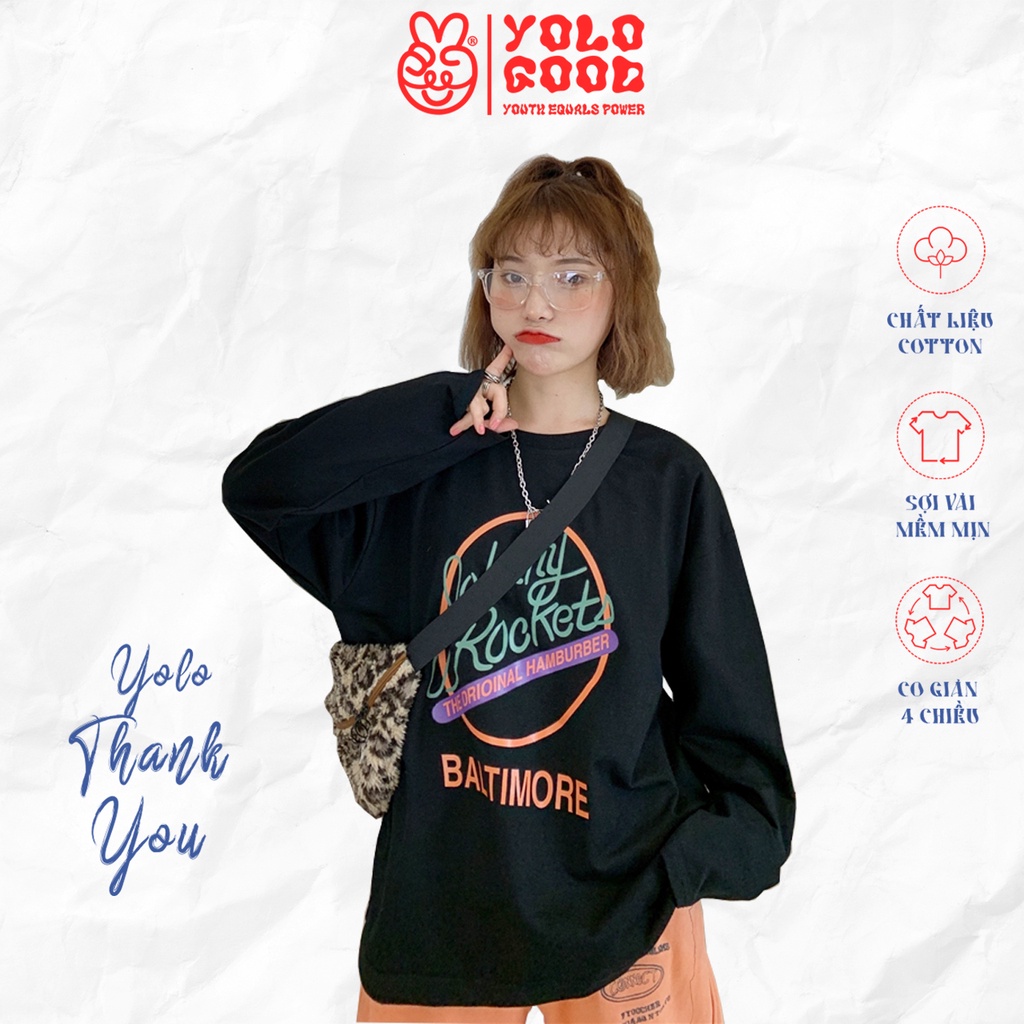 Áo thun dài tay ROCKET phông Unisex nam nữ tee oversize form rộng pull Ulzzang Streetwear Hàn Quốc vải mềm