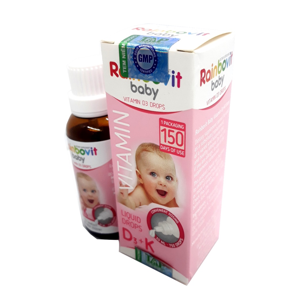 VITAMIN D3 + K RAINBOVIT BABY 30ML - NHẬP KHẨU BA LAN