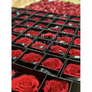 Hộp đựng son hoa lụa cao cấp (có nơ, có hoa đỏ)