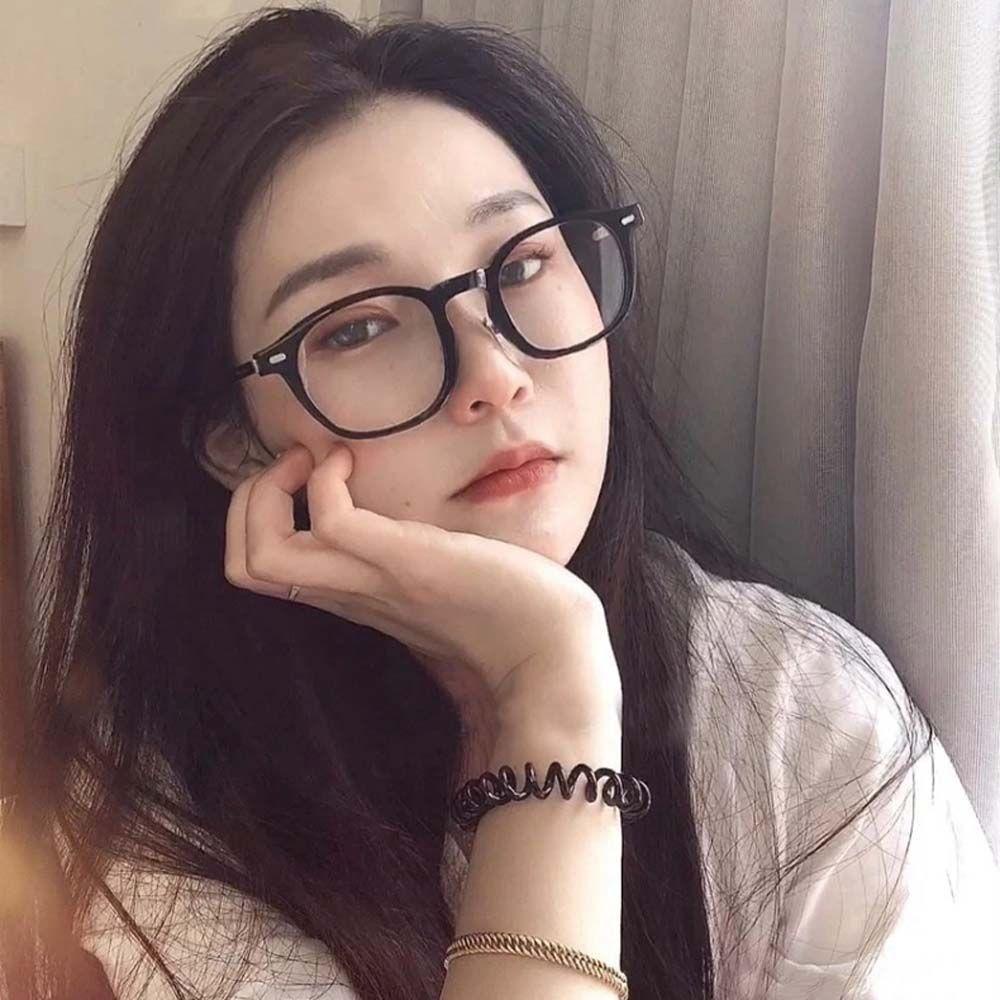 Mắt Kính Chống Bức Xạ Tròng Vuông Màu Đen Thời Trang Cho Nữ