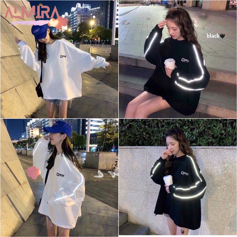 Áo Sweater Nỉ Viền Phản Quang Form Rộng Chất Nỉ Ngoại Sịn Ulzzang