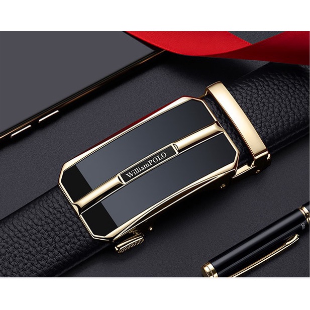 Thắt Lưng Nam Dây Nịt Nam Da Bò Cao Cấp khóa Tự động hàng hiệu WILLIAMPOLO - Kingshop Nhập W2