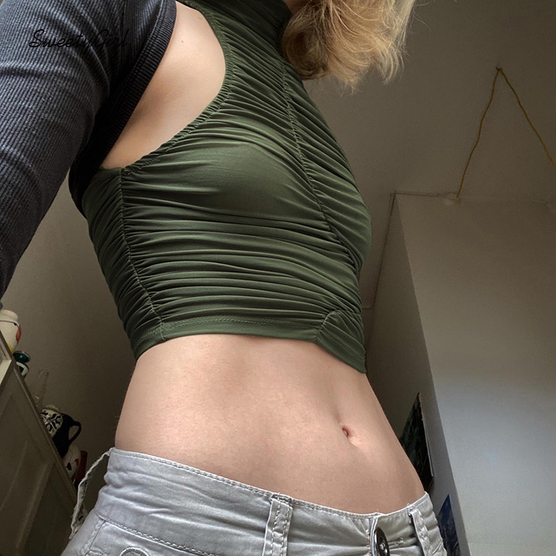 Áo Croptop Sát Nách Cổ Tròn 2022 Thời Trang Cho Nữ