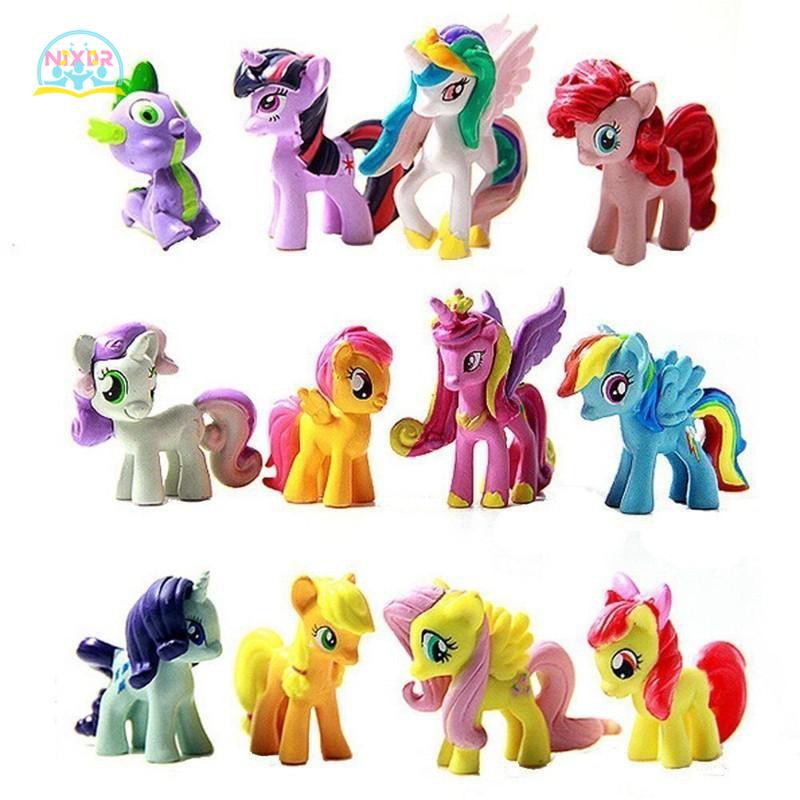 Bộ 12 Tượng Nhựa Trang Trí Bánh Hình Ngựa Pony Đáng Yêu