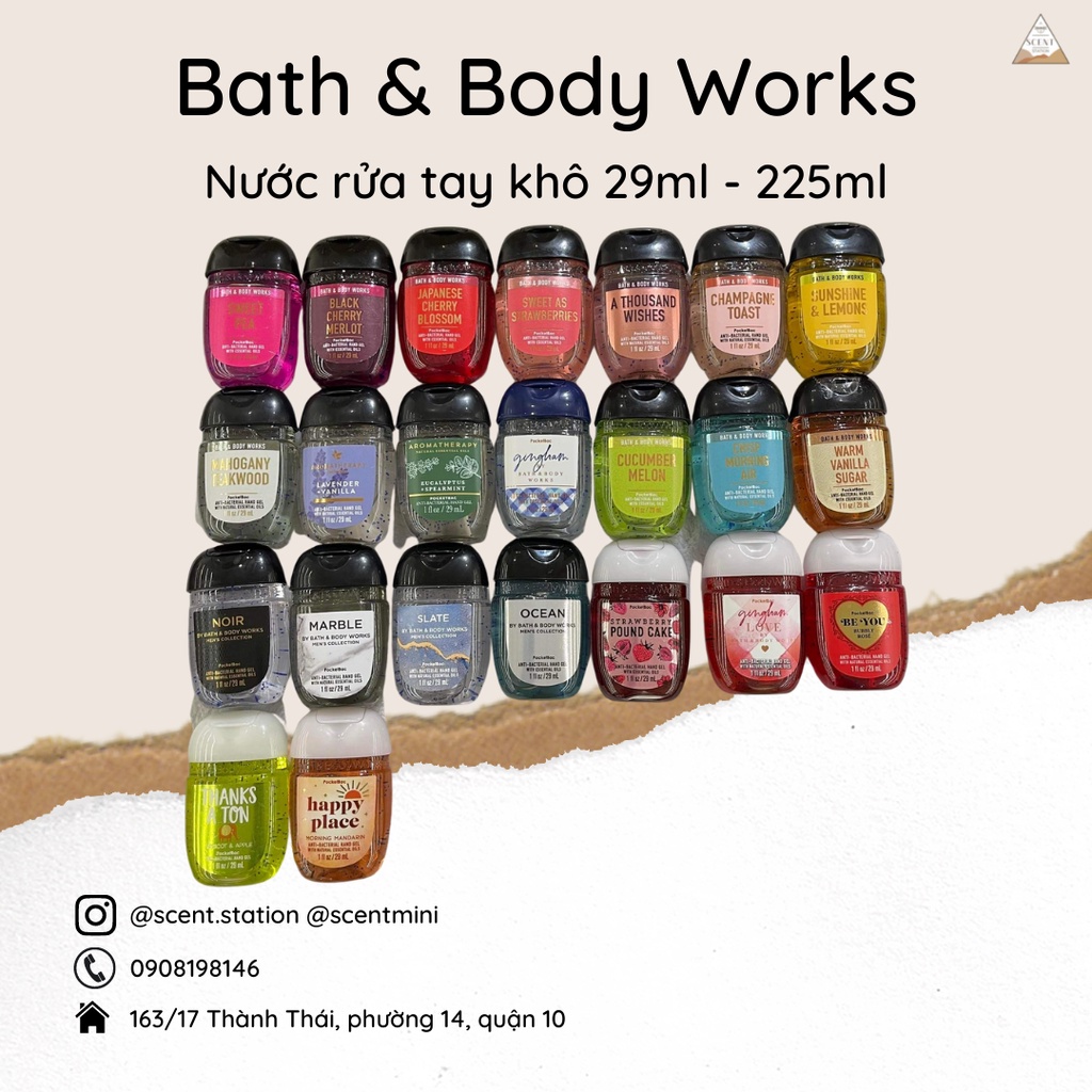 Nước rửa tay khô Bath & Body Works 29ml - 225ml