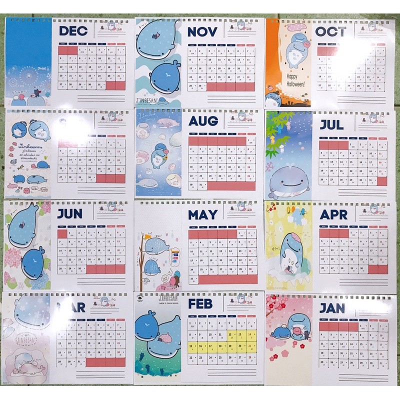 Lịch để bàn 2022. cá voi Jinbesan LĐB26 ,có lịch âm,lịch in hình dễ thương