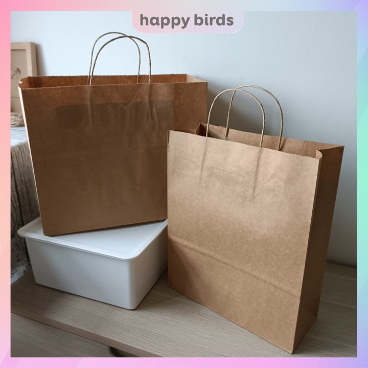 Túi giấy kraft có quai đựng quà đồ dùng cá nhân túi quà giáng sinh túi giấy đựng quà sinh nhật noel túi quà Happy Birds