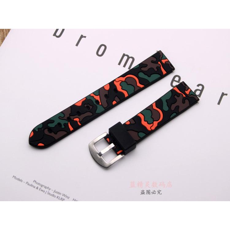 Dây cao su in vân nổi Camo giành cho đồng hồ Size 20mm