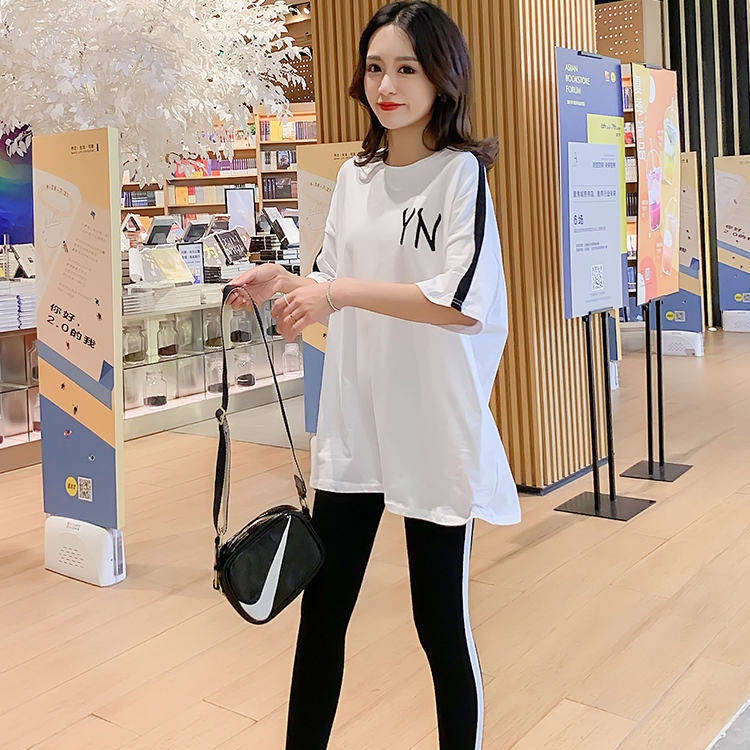 Bộ Đồ Thể Thao Áo Thun Tay Ngắn Phối Quần Dài Thời Trang Mùa Hè Cho Mẹ Bầu