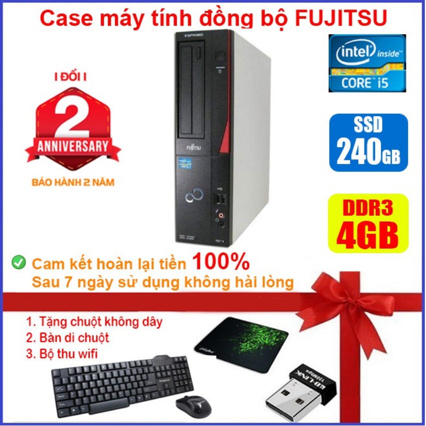 Case máy tính để bàn đồng bộ Fujitsu CPU i5 2400 - RAM 4GB - SSD 240GB - SSD 120GB