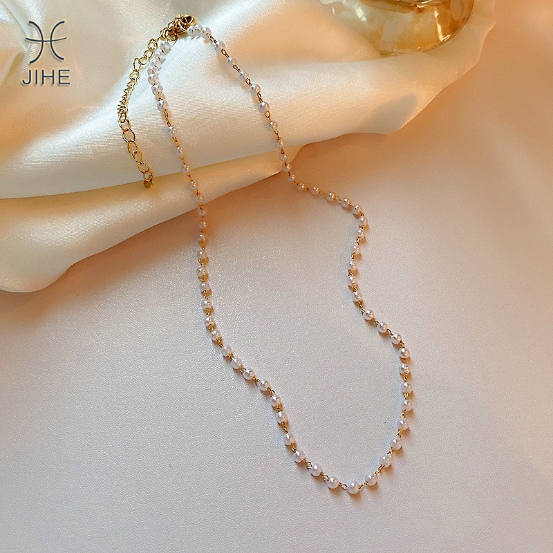 【JIHE】Choker Vòng cổ đính ngọc trai phong cách Hàn Quốc đơn giản thời trang