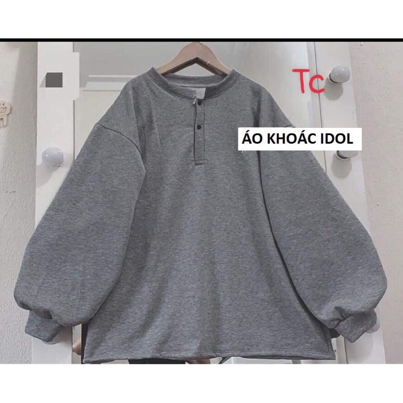 Áo SWEATER Hai Cúc Cổ Màu Xám Chất Nỉ Ngoại UNISEX | BigBuy360 - bigbuy360.vn