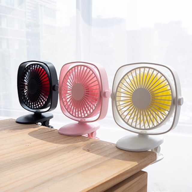 Quạt mini usb Fan clip Bjj 838 size cánh lớn có đèn led - quạt để bàn Fan clip size lơn dung lượng pin cao