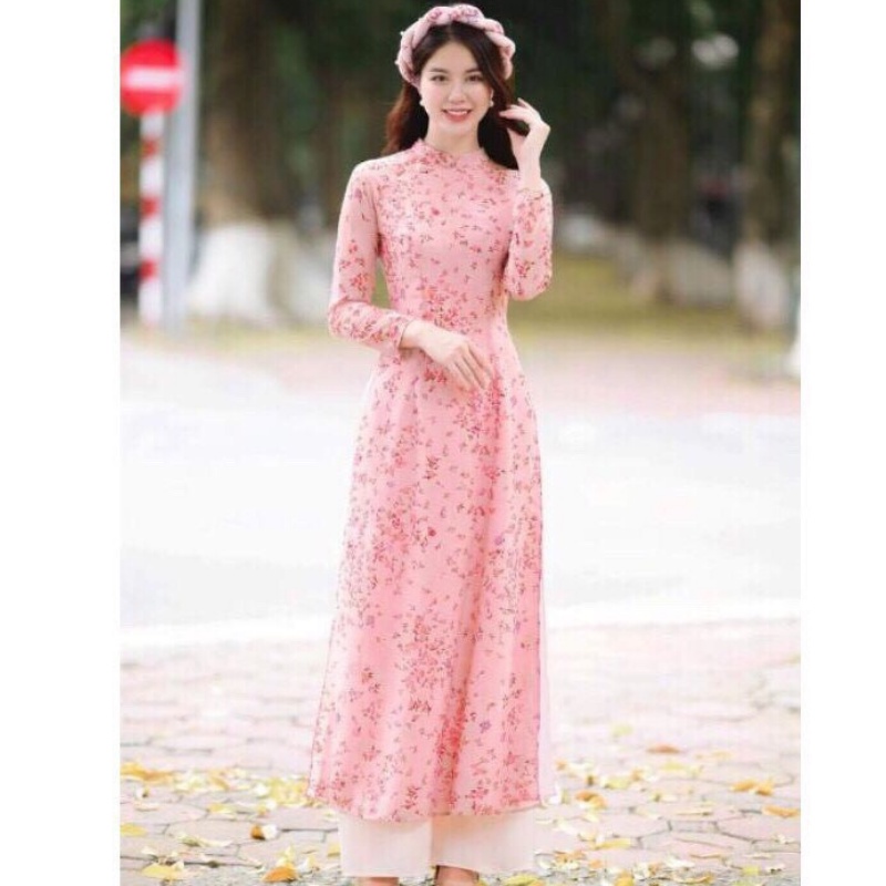 Set Áo Dài Hoa Nhí 4 Tà Tơ Cao Cấp Siêu Xinh Trẻ Trung Cho Các Nàng Hot 2022 , Mã A10