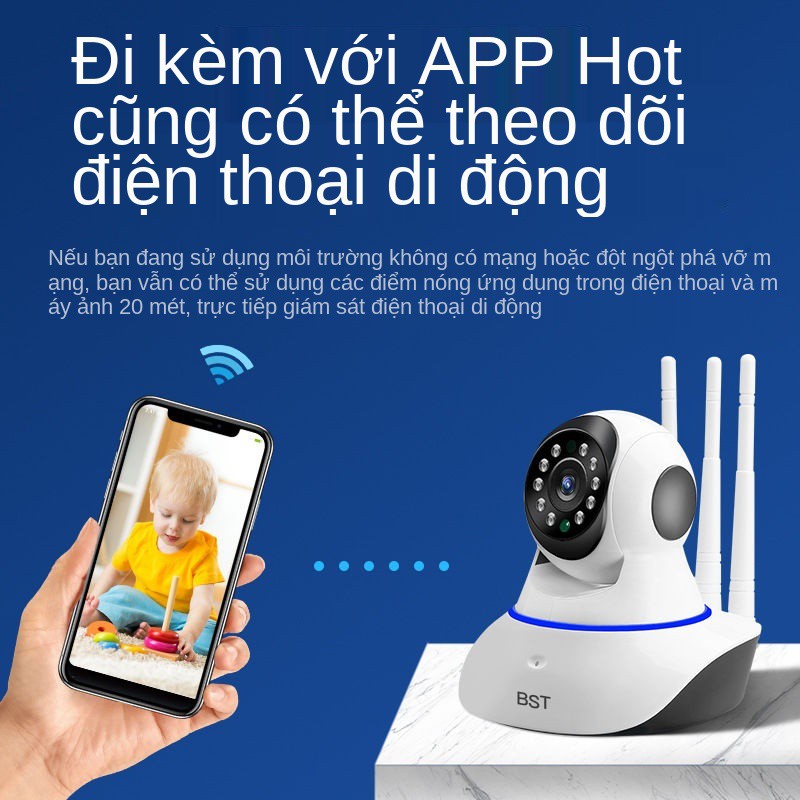 ☄∈♣Giám sát không dây Ruishi HD mạng quan sát ban đêm nhà mạng wifi điện thoại di động điều khiển từ xa V380 đặt camera