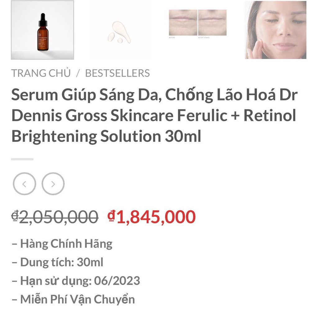 Tinh Chất Dr Dennis Gross Retinol + Ferulic Texture Renewal Serum 7ml