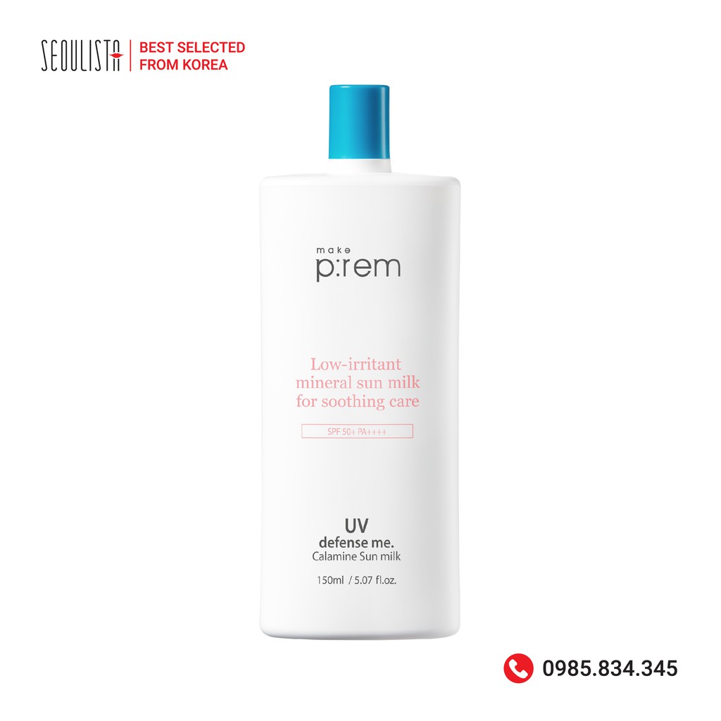 [Mã COS1904 giảm 8% đơn 300K] Kem chống nắng cho da nhạy cảm Make P:rem UV defense me. Calamine Sun Milk SPF50+ PA++++