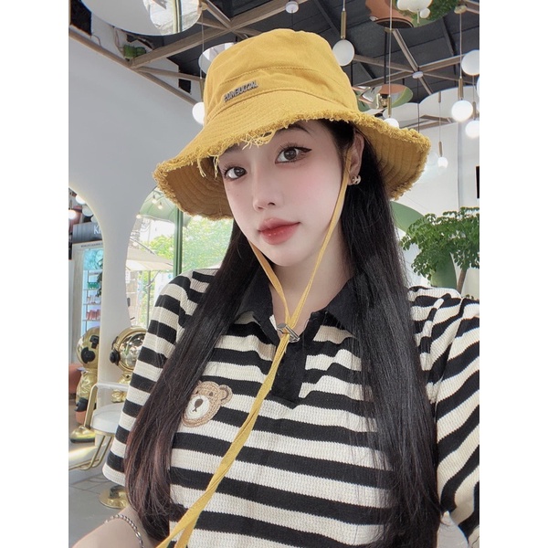 Mũ vành JACQUEMUS rách có quai, hàng quảng châu cao cấp ms14161