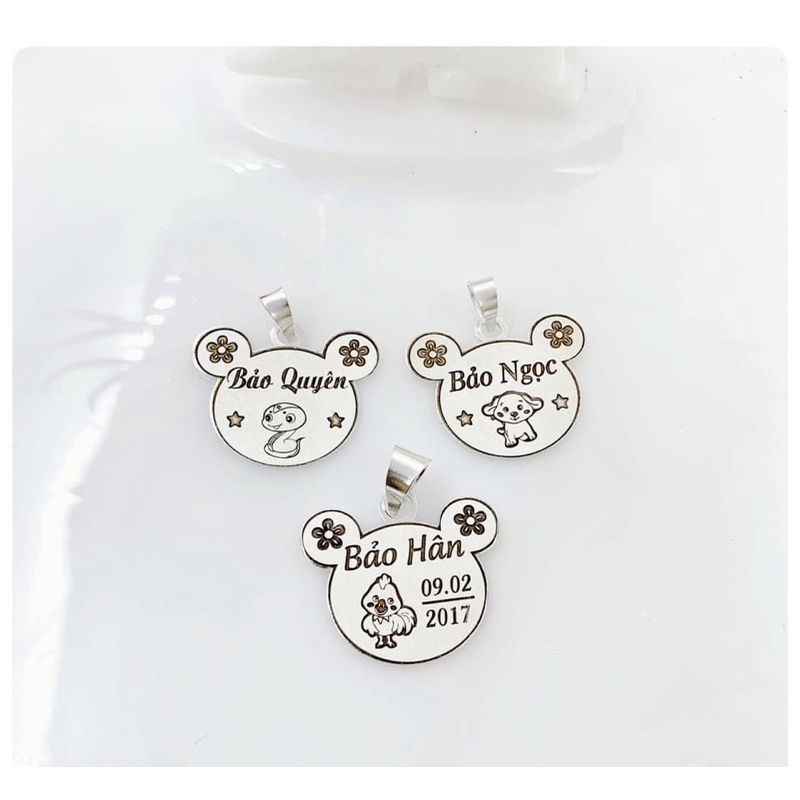 Mặt dây chuyền khắc tên cho bé, đẹp sáng bạc chuẩn s99 Nhiều mẫu ngộ nghĩnh Mainomi Shop Bạc Xinh