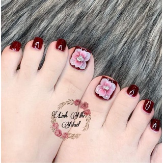 Hoa chân vuông chấm bi -hoa bột nail