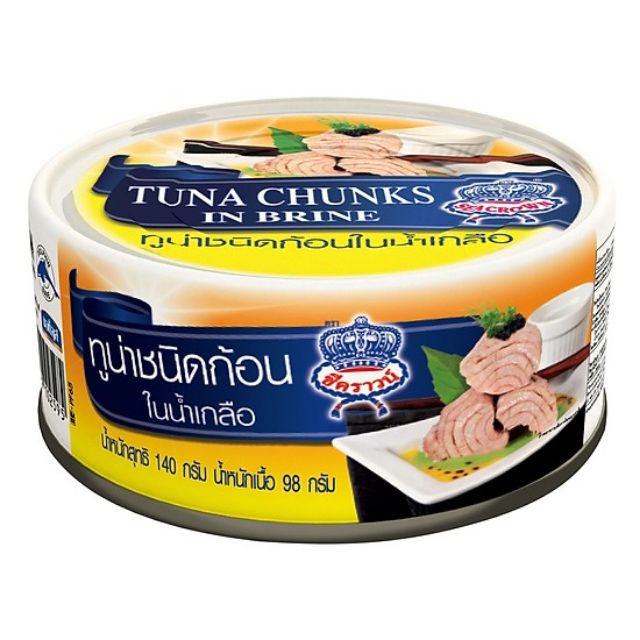Cá Ngừ Xắt Khúc Ngâm Muối Sea Crown – Tuna Chunks In Brine 140g