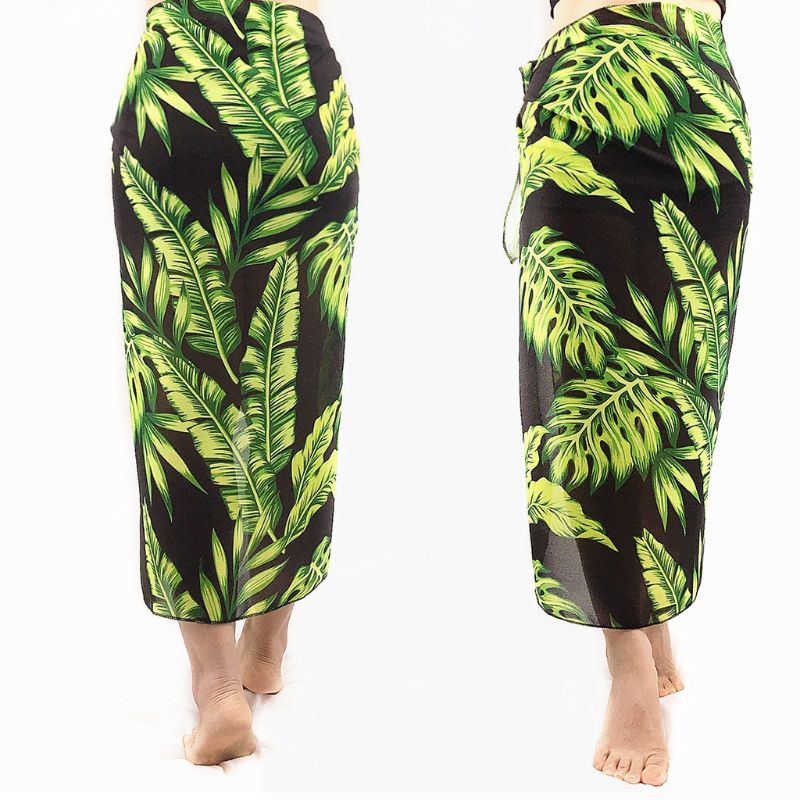 Mary Áo Khoác Bãi Biển Chiffon Dáng Dài In Họa Tiết Lá Dừa Nhiệt Đới Nhiều Màu Sắc Đa Năng Cho Nữ Swi