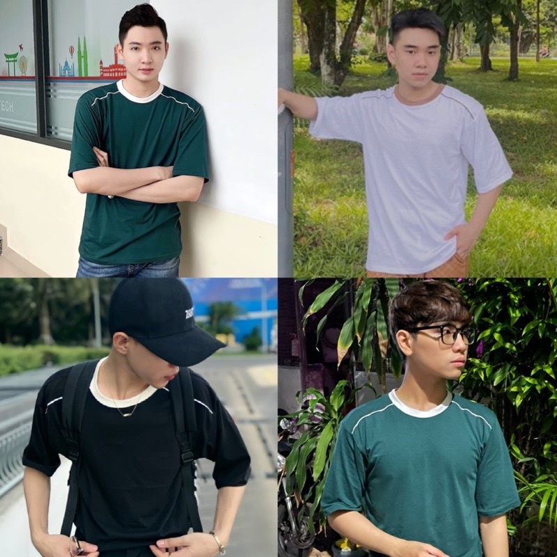 Áo Thun Áo Phông Unisex Nam Nữ Chạy Viền Phối Ulzzang Hot Trend Street Style Mr Smile 99 Shop