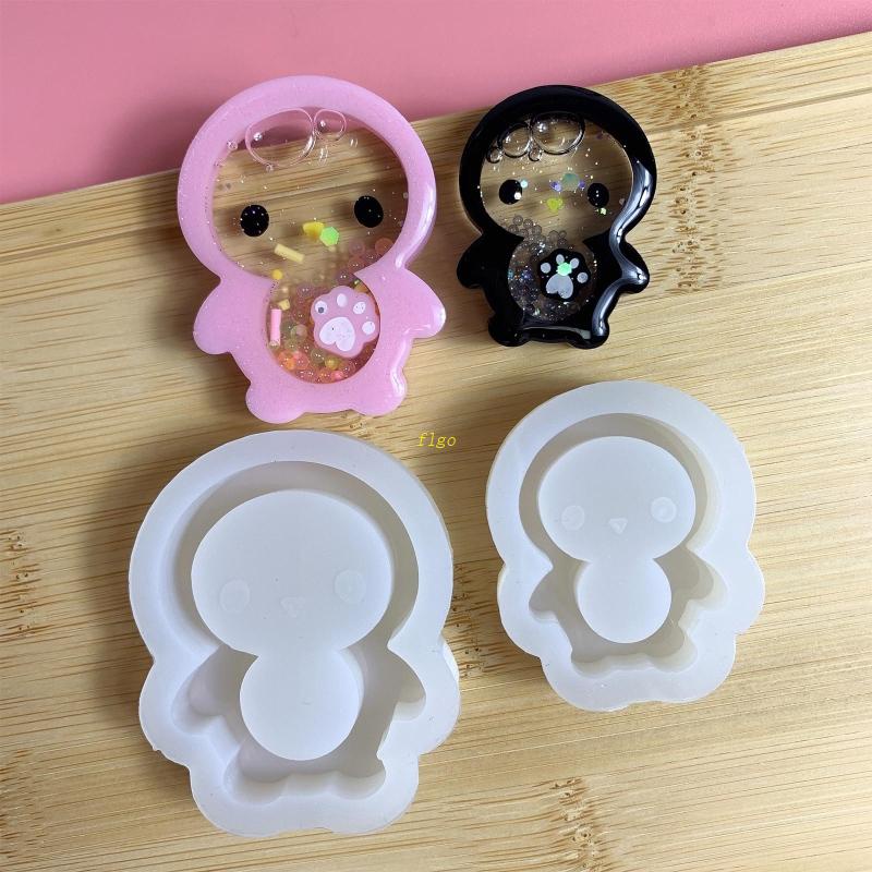 Khuôn Silicone Làm Móc Khóa Hình Chim Cánh Cụt DIY