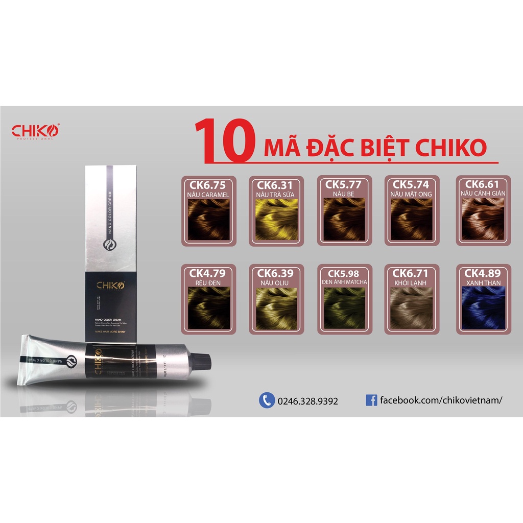 (KHÔNG TẨY) Thuốc nhuộm tóc màu NÂU Ô LIU  tặng kèm trợ dưỡng 100ml màu nhuộm Chiko-Hairtrends shop (CCK6.39)