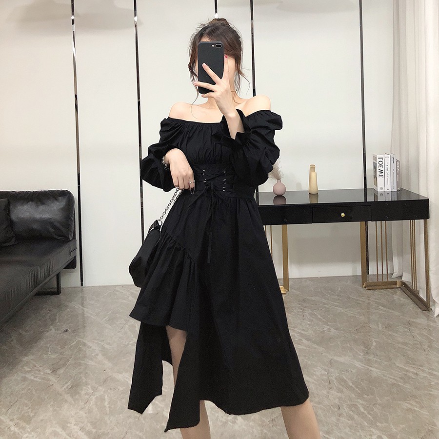 /Sẵn S 2 màu, M trắng/ Váy dạ hội cực ngầu giúp nàng nổi bần bật (đen-trắng)-psyche-ảnh thật ở cuối | BigBuy360 - bigbuy360.vn