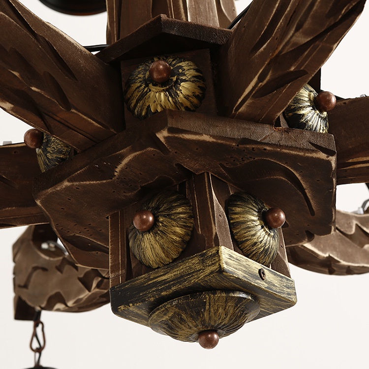 Đèn chùm gỗ thả trần hình mỏ neo tàu thủy phong cách Retro cổ điển trang trí nhà hàng resort,phòng ăn, quầy bar