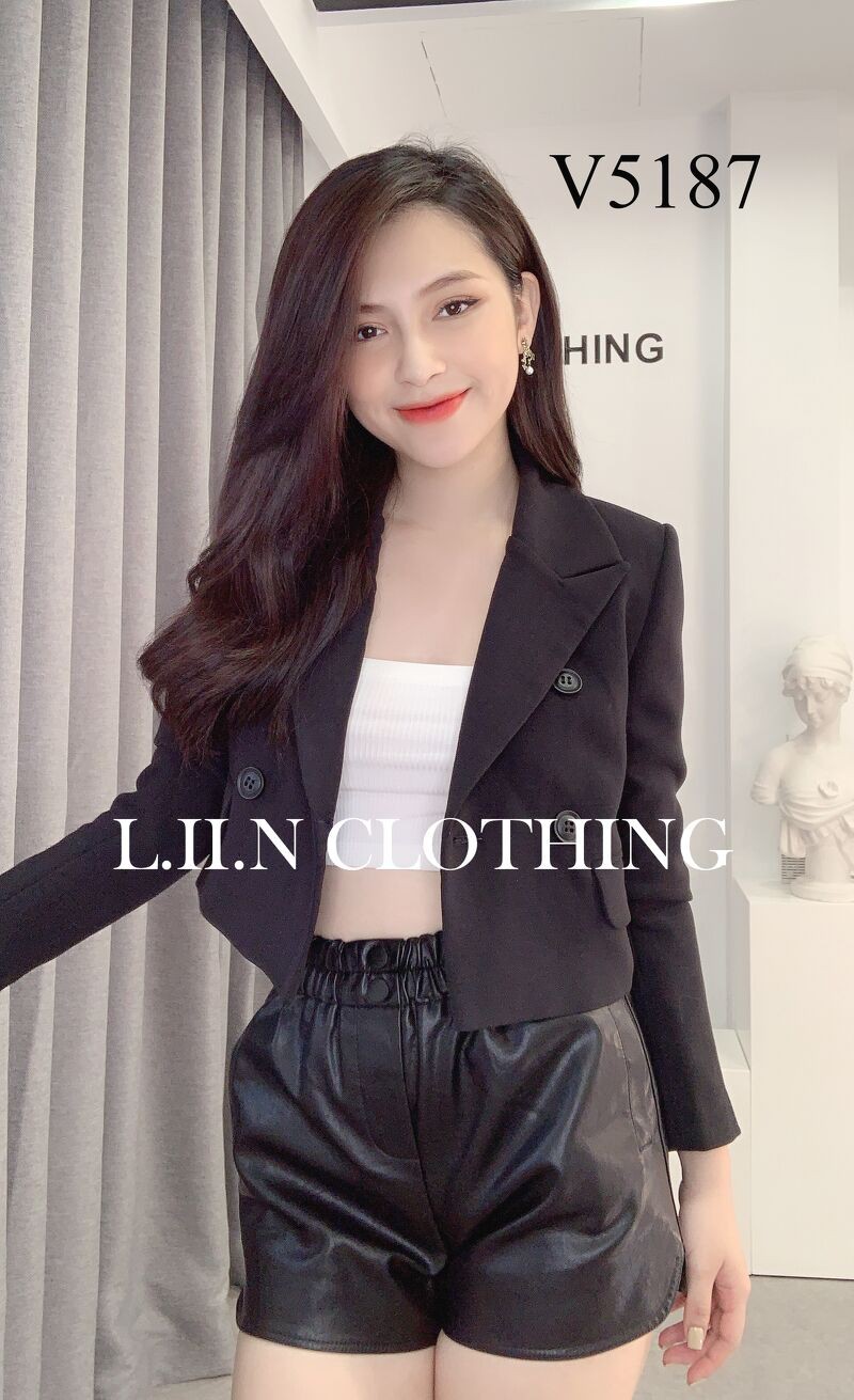 Áo vest nữ dáng ngắn LINBI đủ size, màu đen thanh lịch, sang trọng V5187 | BigBuy360 - bigbuy360.vn