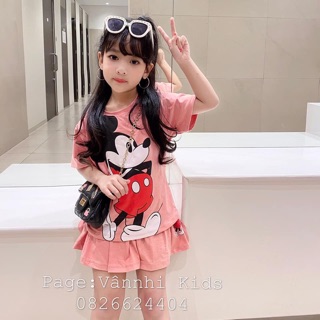 Set mickey quần xoè váy cho bé gái