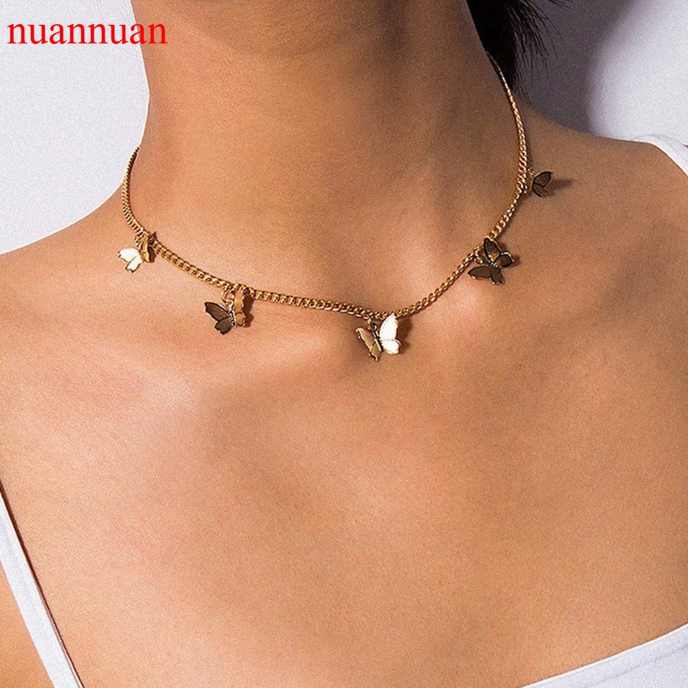 Vòng Cổ Choker Mặt Bươm Bướm Thời Trang Cho Nữ