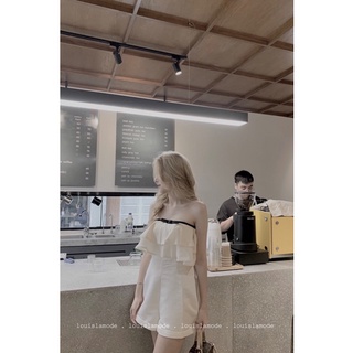 Jumsuit quây bèo nơ ngực