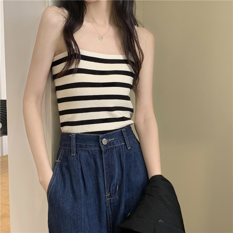 622197#Áo Dệt Kim Hai Dây Kẻ Sọc Thời Trang Mùa Hè Cho Nữ