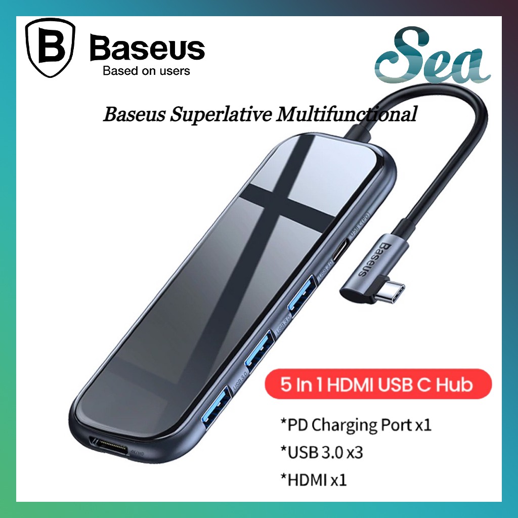 Hub chuyển đa năng Baseus Superlative Multifunctional 5 in 1 (Type-C to 3xUSB3.0+HDMI+PD) - Chính Hãng