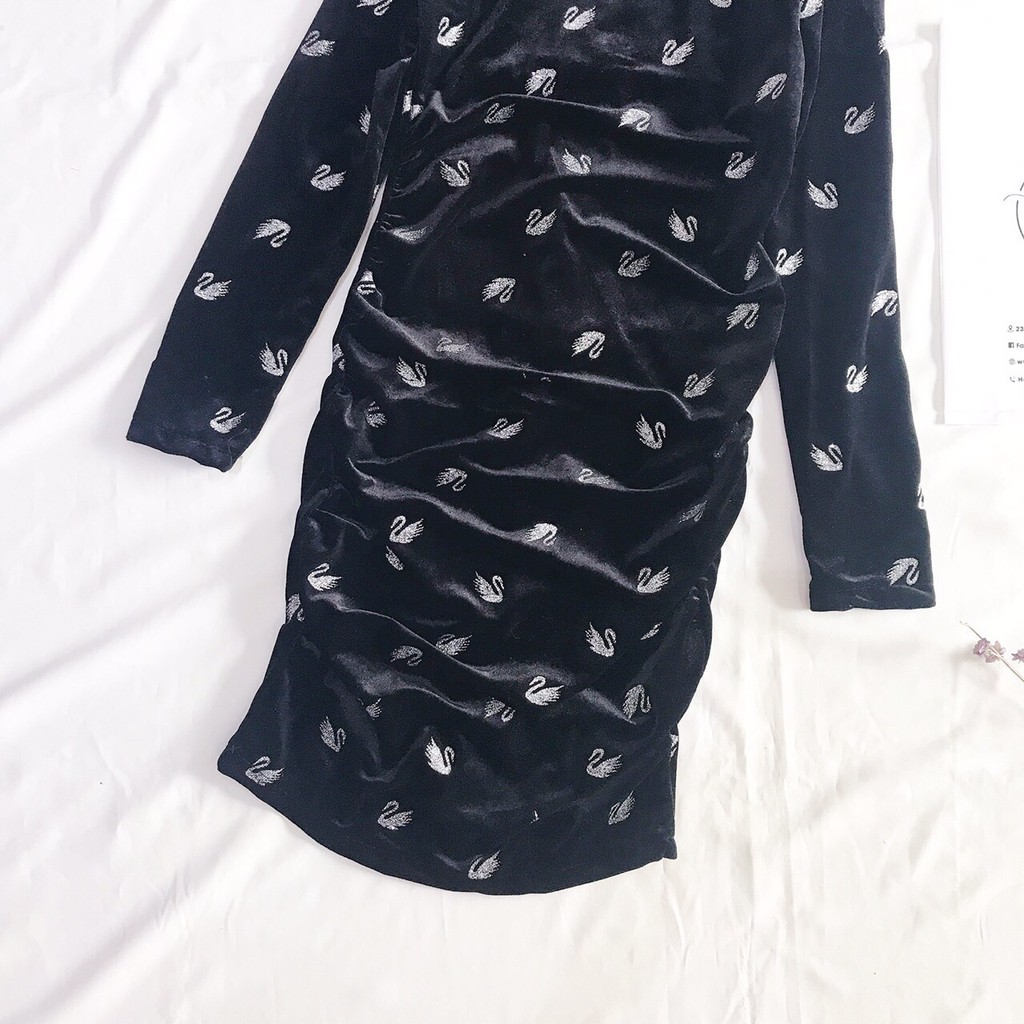 Váy/Đầm nhung họa tiết Lovi