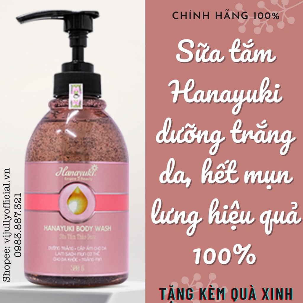 Sữa tắm trắng da Hanayuki Body Wash chính hãng, giảm mụn lưng hiệu quả, dưỡng trắng da, sữa tắm thảo dược hương nước hoa