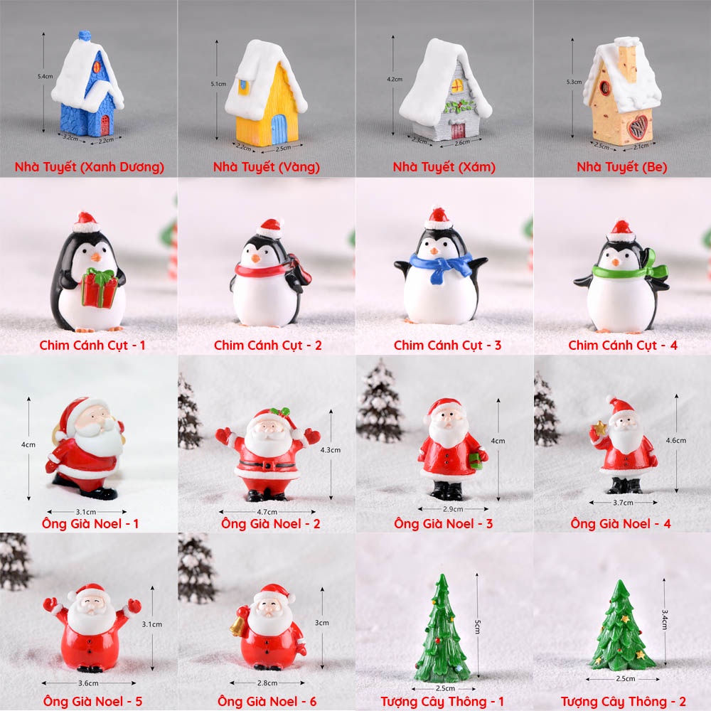 [Phụ kiện chụp ảnh] Đồ trang trí noel Mini (Cây thông, ông già, người tuyết,...)