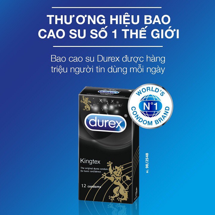 ( COMBO 3 HỘP ) Bao cao su Durex Kingtex hộp 12 cái [ giao hàng kín đáo che tận sản phẩm khi giao hàng ]