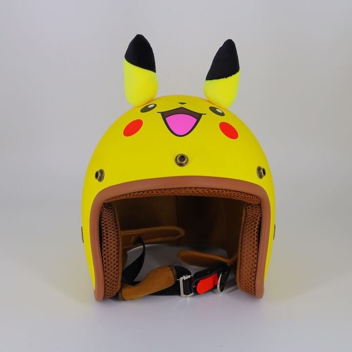 Mũ bảo hiểm 3/4 đầu SRT Pikachu, Doraemon, Gấu Nâu, Heo Hồng có tai - tặng kèm lưỡi trai