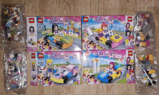 Lắp ráp 1 hộp Lego_Fashion Girl 66046 đua xe ô tô có nhiều chi tiết bằng nhựa ABS rất đẹp