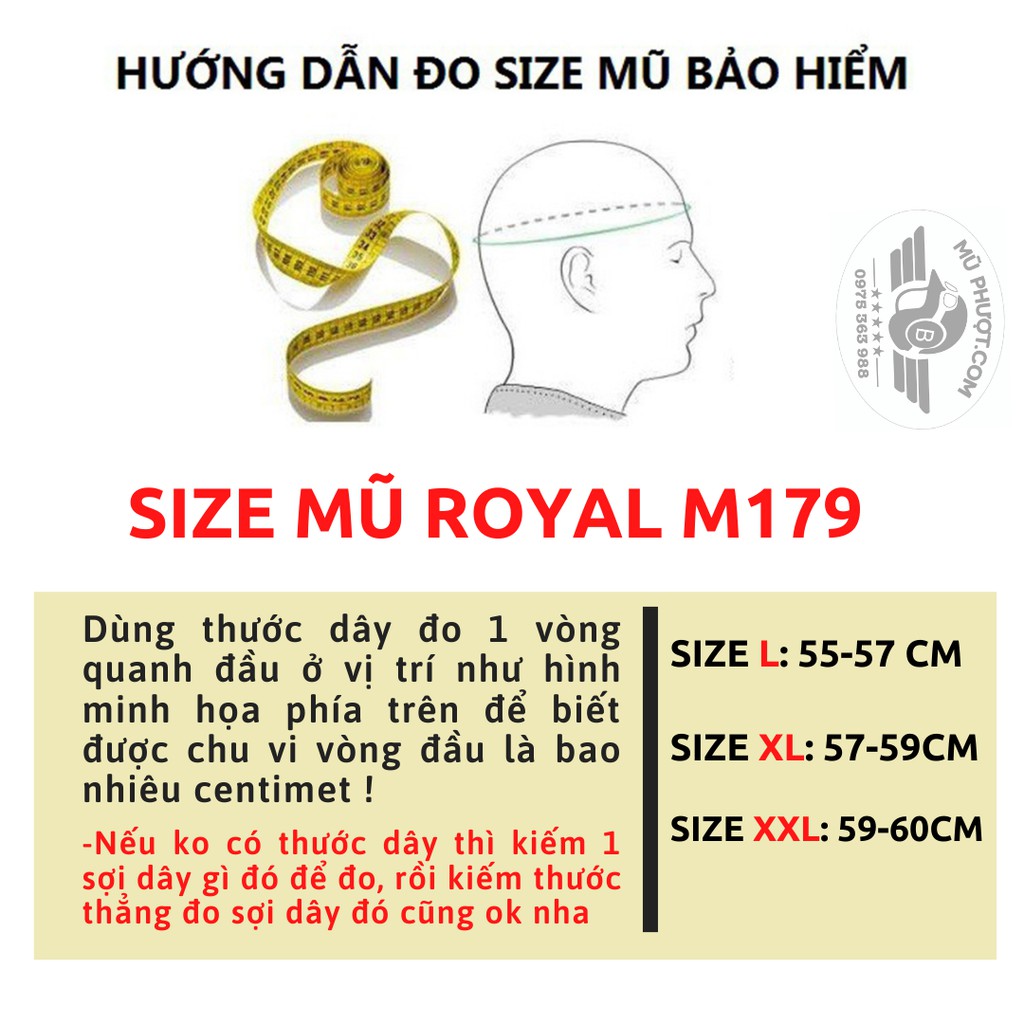 Mũ bảo hiểm lật hàm 2 kính Royal M179 fullface - Tem xanh chuối V3